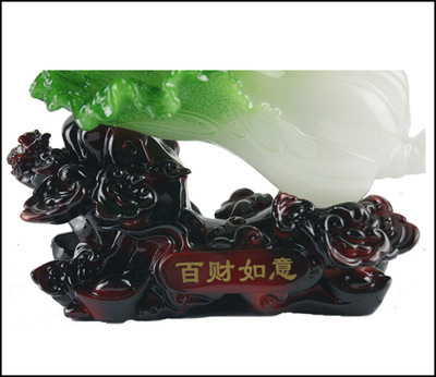 中號(hào)百財(cái)如意 樹(shù)脂仿玉白菜擺件，家居與商務(wù)禮品的雅致之選